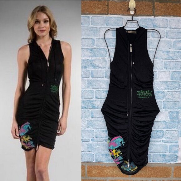 ED HARDY HOODIE DRESS SIZE SMALL - Picture 1 of 16